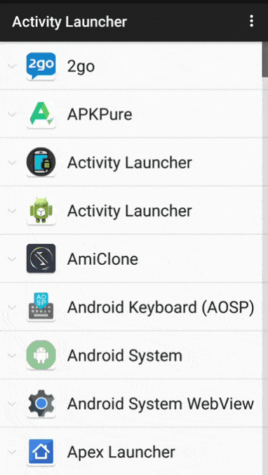 Android activity launcher
