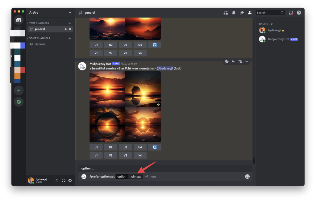 Shubham Davey from Techbydavey shows how to set option for 'prefer option set' parameter of midjourney AI to create stunning images.