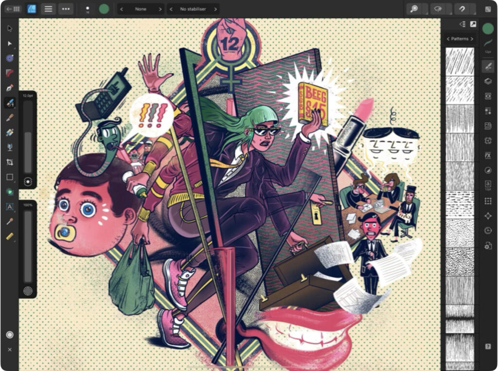 An image on techbydavey.com for a list of apple pencil apps. #5 on the list is Affinity Designer 2