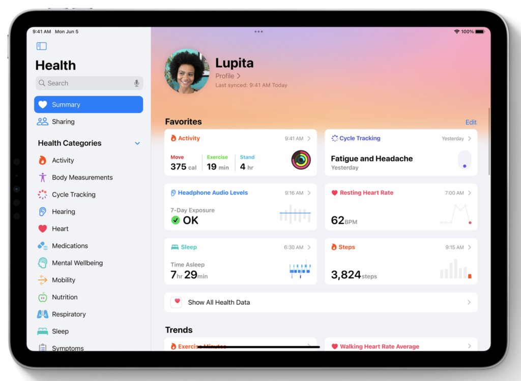 An image on techbydavey.com about iPadOS 17 having Health app out of the box