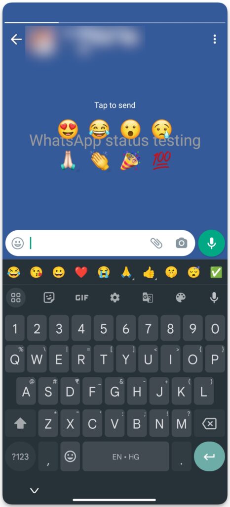 An image on techbydavey.com showing how to reply to WhatsApp status with emojis 