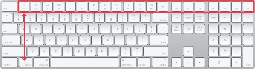 Option-clicking function keys opens corresponding system preference panes.