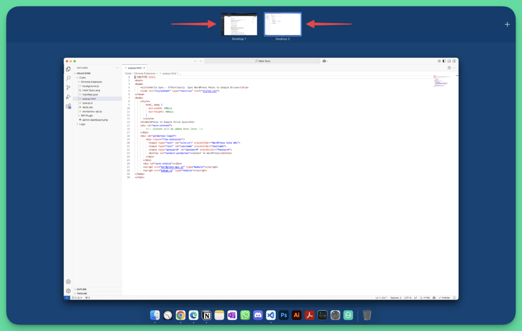 Screenshot showing multiple virtual screens on macOS helping with productivity.